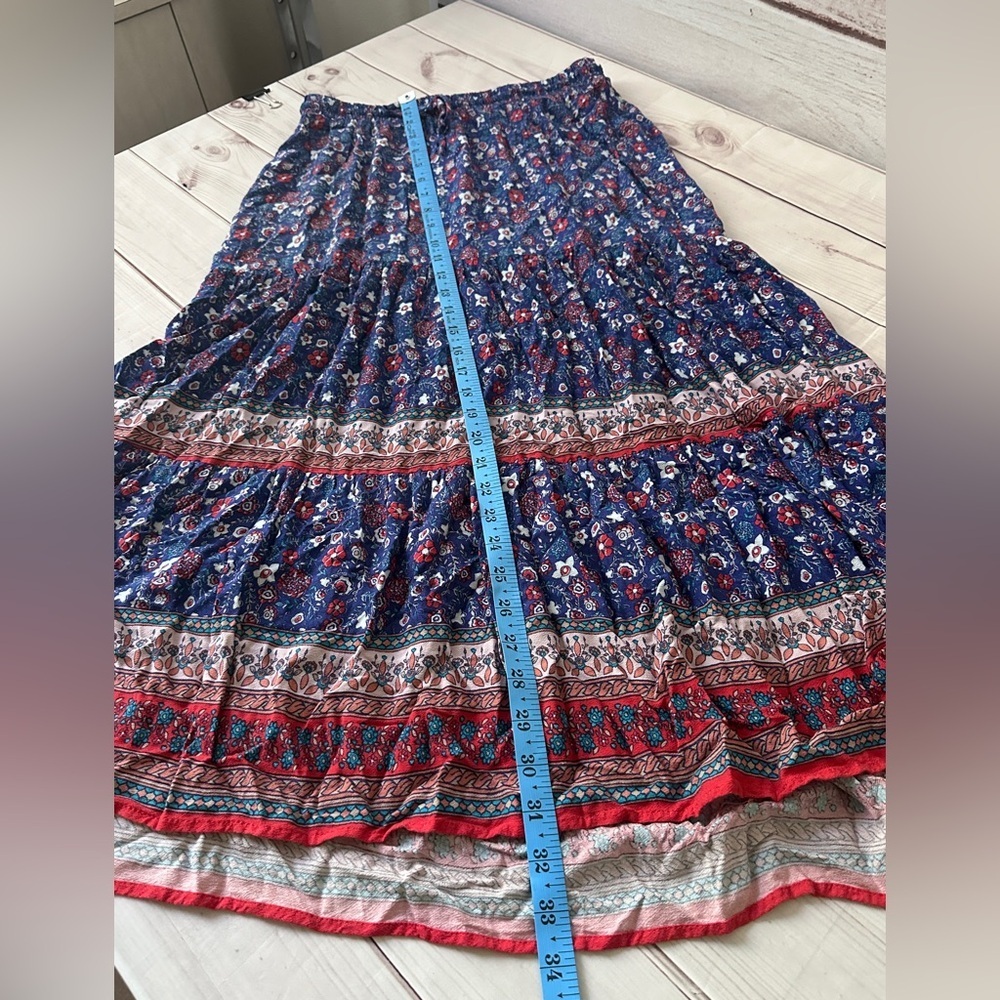 Knox Rose Boho Floral Tiered Maxi Skirt 
Size: XS | 100% Rayon | Elastic Waist - Picture 8 of 8